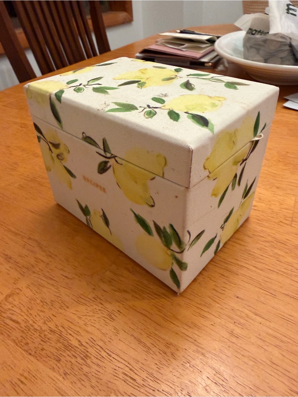 kate spade Lemon Pattern Recipe Box - Yellow, Green, White